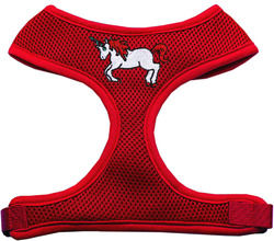 Unicorn Embroidered Soft Mesh Pet Harness Red Large 1