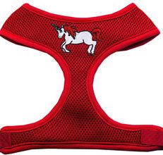 Unicorn Embroidered Soft Mesh Pet Harness Red Medium