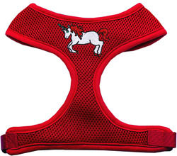 Unicorn Embroidered Soft Mesh Pet Harness Red Medium 2
