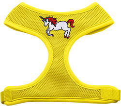 Unicorn Embroidered Soft Mesh Pet Harness Yellow Large 2