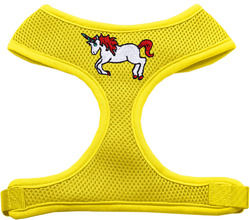Unicorn Embroidered Soft Mesh Pet Harness Yellow Medium 2