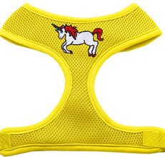 Unicorn Embroidered Soft Mesh Pet Harness Yellow Small