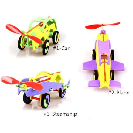 Rubber Powered Racing Car Plane Steamship Educational Toys 5