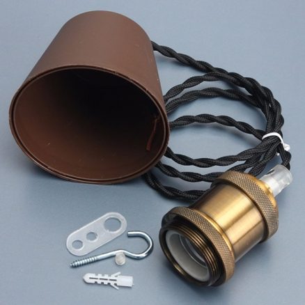 E26/E27 Retro Edison Copper Ceiling Pendent Light Base Bulb Cord Grip Holder Socket AC 110V-220V 7