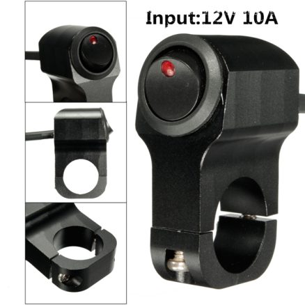 12V 10A Motorcycle Handbar Grip Light Switch On/Off Aluminum Alloy with Indicator 2