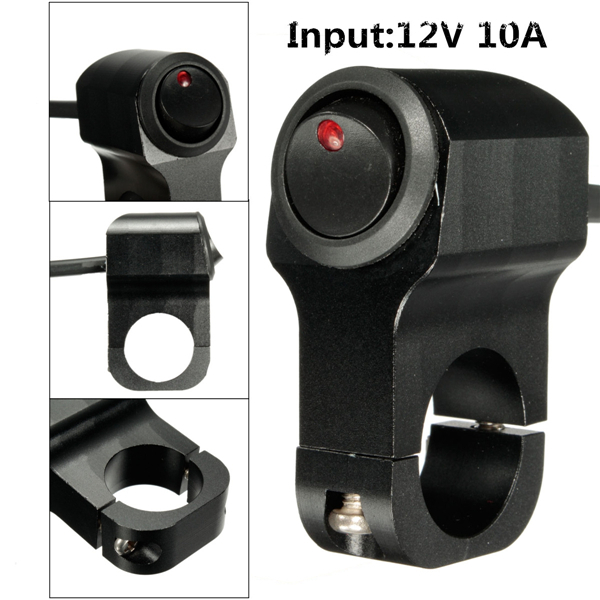 12V 10A Motorcycle Handbar Grip Light Switch On/Off Aluminum Alloy with Indicator 2 12V 10A Motorcycle Handbar Grip Light Switch On/Off Aluminum Alloy with Indicator - Image 2