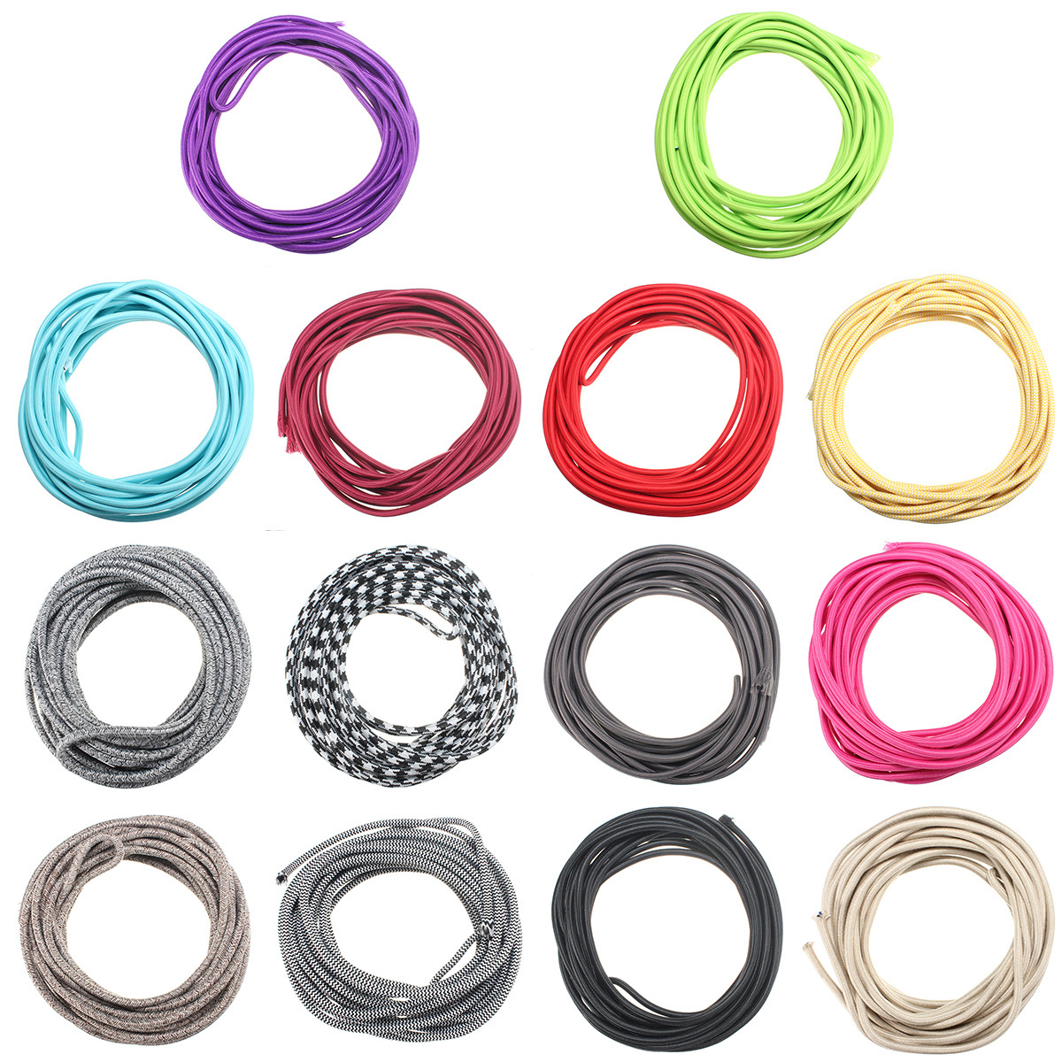 10M Vintage Colorful Twist Braided Fabric Cable Wire Electric Pendant Light Accessory 2