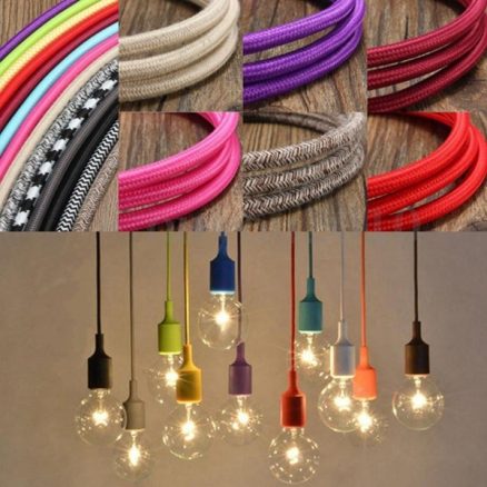 10M Vintage Colorful Twist Braided Fabric Cable Wire Electric Pendant Light Accessory 2