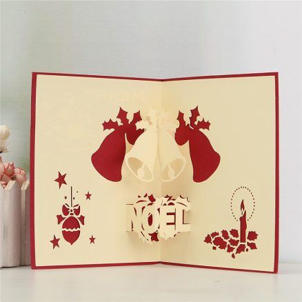 3D Pop Up Greeting Card Table Merry Christmas Post Card Gift Craft Paper DIY 4