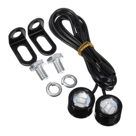 2pcs Motorcycle ATV LED Mirror Warming Flash Decor Strobe License Plate Light Lamp 3