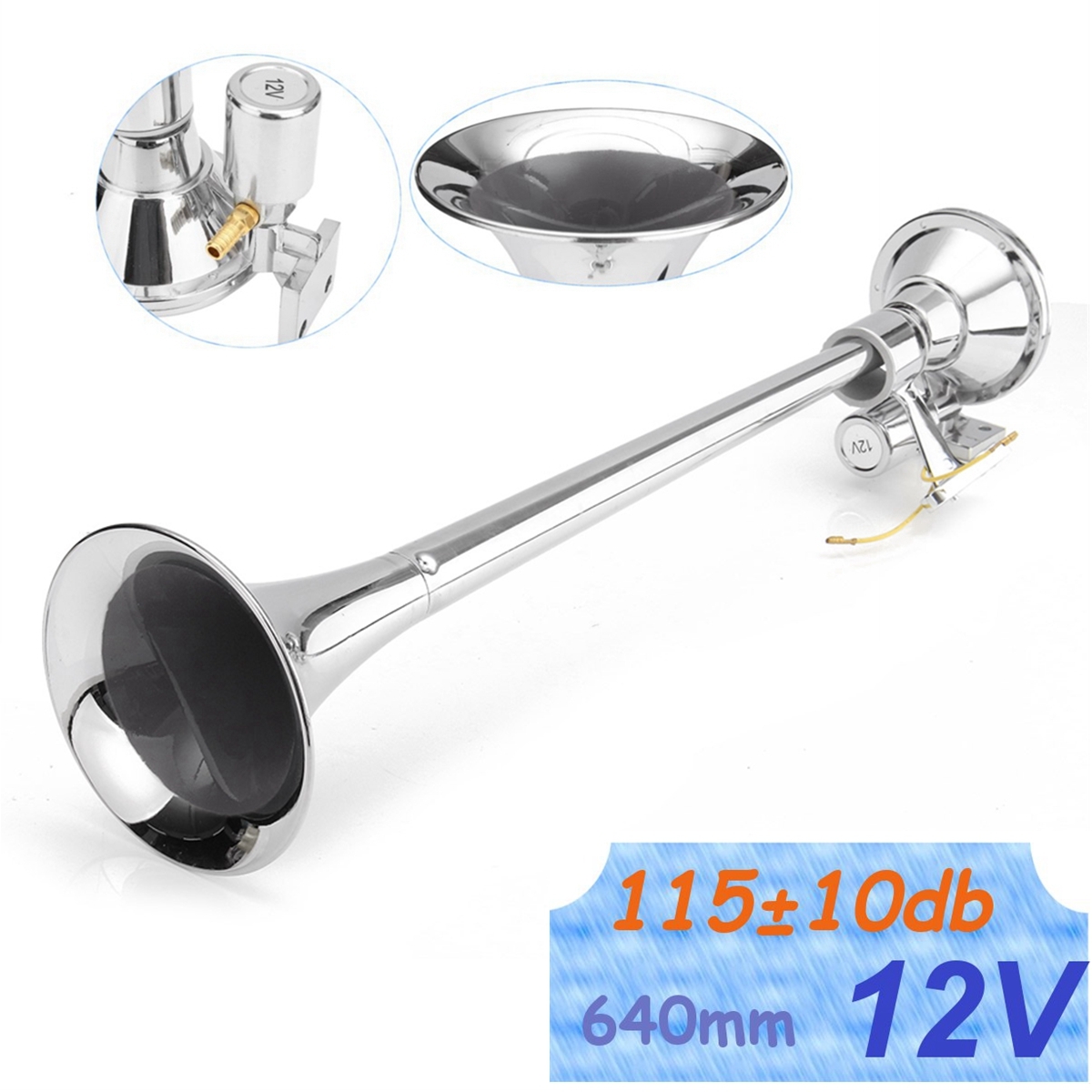 115?±10db Single Trumpet Air Horn Set Car Truck Train Boat 12V Super Loud 6 115?±10db Single Trumpet Air Horn Set Car Truck Train Boat 12V Super Loud - Image 6