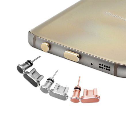 Aluminum Android Dust Plug Set Micro USB Port + Earphone Jack Plugs Sim Card Needle For Smartphone 2