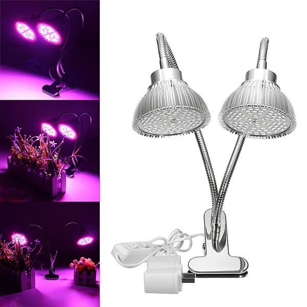 30W Flexible Clip-on Hydroponics Plant LED Dual Grow Light Full Spectrum Flower Lamp 2