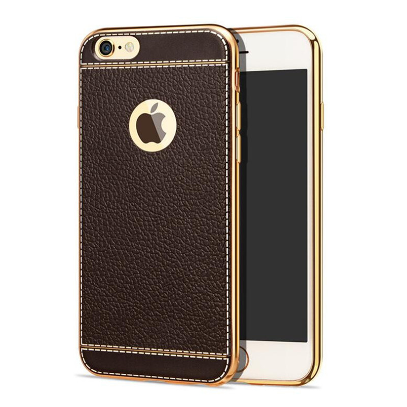Bakeey?„? Litchi Grain Plating TPU Silicone Ultra Thin Cover Case for iPhone 6Plus & 6sPlus 5.5 Inch 2
