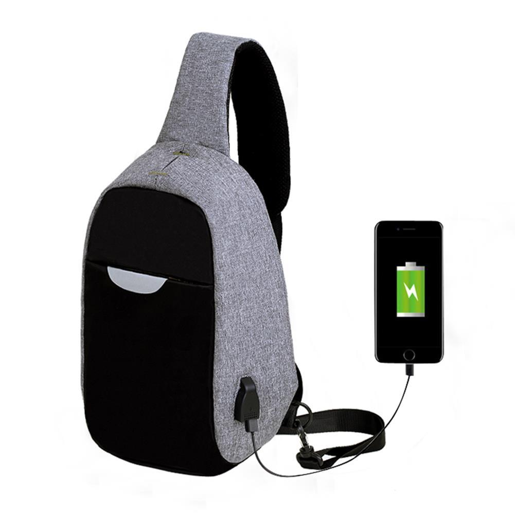 Men External USB Charging Multi-Function Sling Bag Water Repellent Anti Theft Bag for Ipad 2