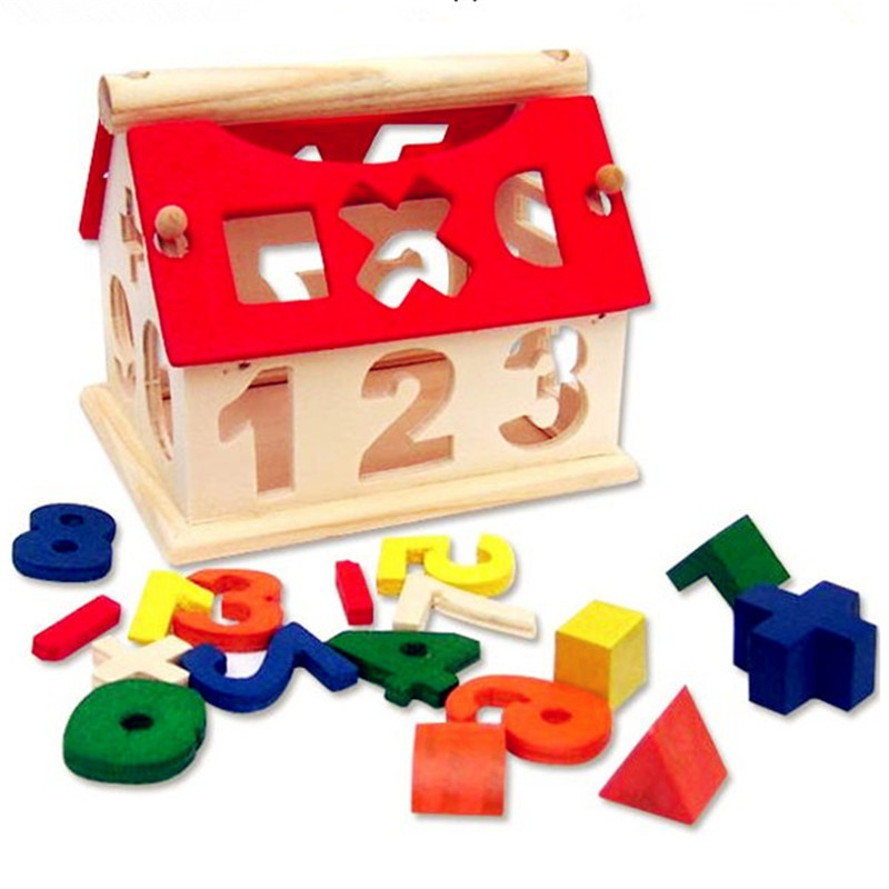New Kid Wooden Digital Number House Building Toy Educational Intellectual Blocks 1