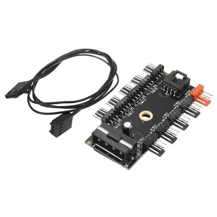 12V 10 Way 4pin Fan Hub Speed Controller Regulator For Computer Case With PWM Connection Cable CPU Fan Dedicated Interface PWM Wire Interface IDE Power Supply Socket Fixed Screw Hole 2