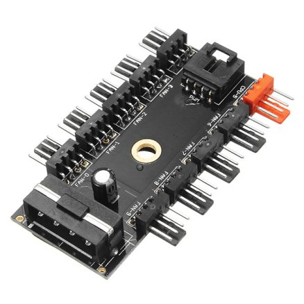 12V 10 Way 4pin Fan Hub Speed Controller Regulator For Computer Case With PWM Connection Cable CPU Fan Dedicated Interface PWM Wire Interface IDE Power Supply Socket Fixed Screw Hole 3