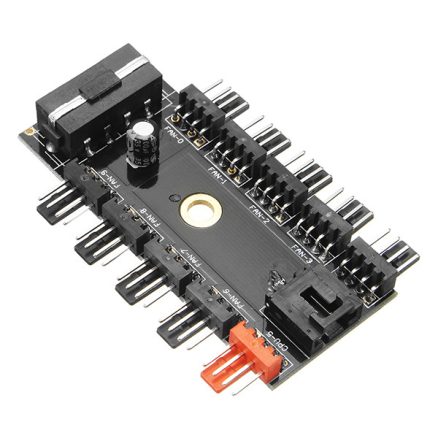 12V 10 Way 4pin Fan Hub Speed Controller Regulator For Computer Case With PWM Connection Cable CPU Fan Dedicated Interface PWM Wire Interface IDE Power Supply Socket Fixed Screw Hole 4