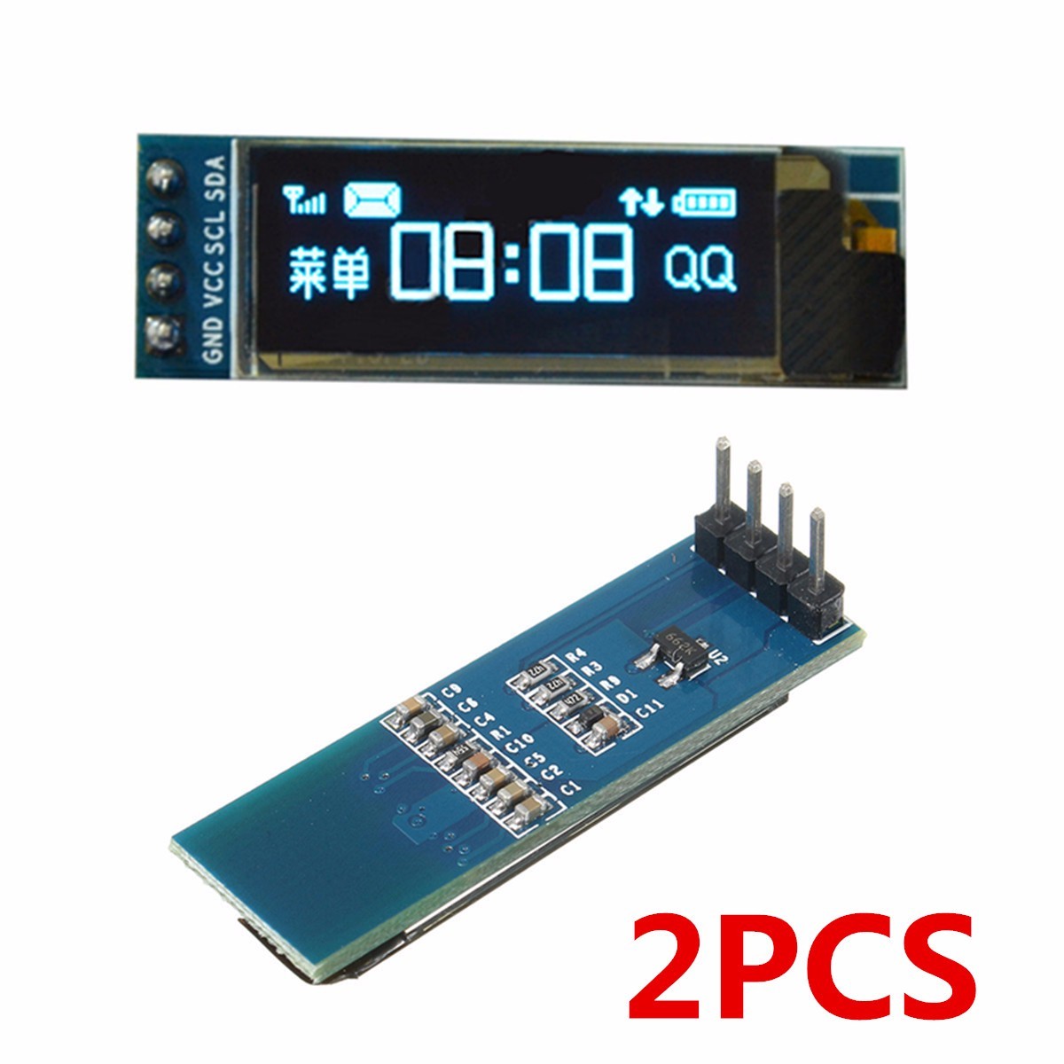 2Pcs Geekcreit 0.91 Inch 128x32 IIC I2C Blue OLED LCD Display DIY Oled Module SSD1306 Driver IC 2