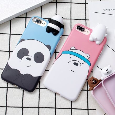 3D Cartoon Cute Animal Bear Panda Toys Soft TPU Protective Case for iPhone 7 Plus 5.5'' 2