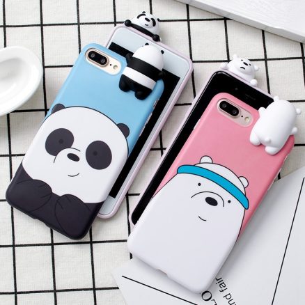 3D Cartoon Cute Animal Bear Panda Toys Soft TPU Protective Case for iPhone 7 Plus 5.5'' 6