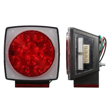 12V Truck Trailer LED Square Rear Brake Lamp Tail Plate Lights Stud Mount Red Orange White 3