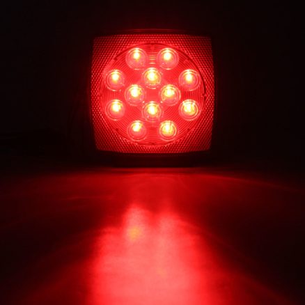 12V Truck Trailer LED Square Rear Brake Lamp Tail Plate Lights Stud Mount Red Orange White 6