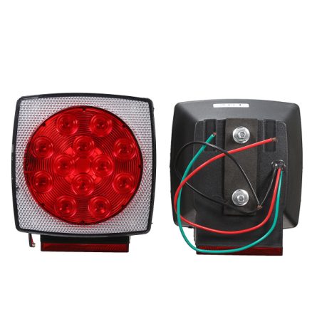 12V Truck Trailer LED Square Rear Brake Lamp Tail Plate Lights Stud Mount Red Orange White 7