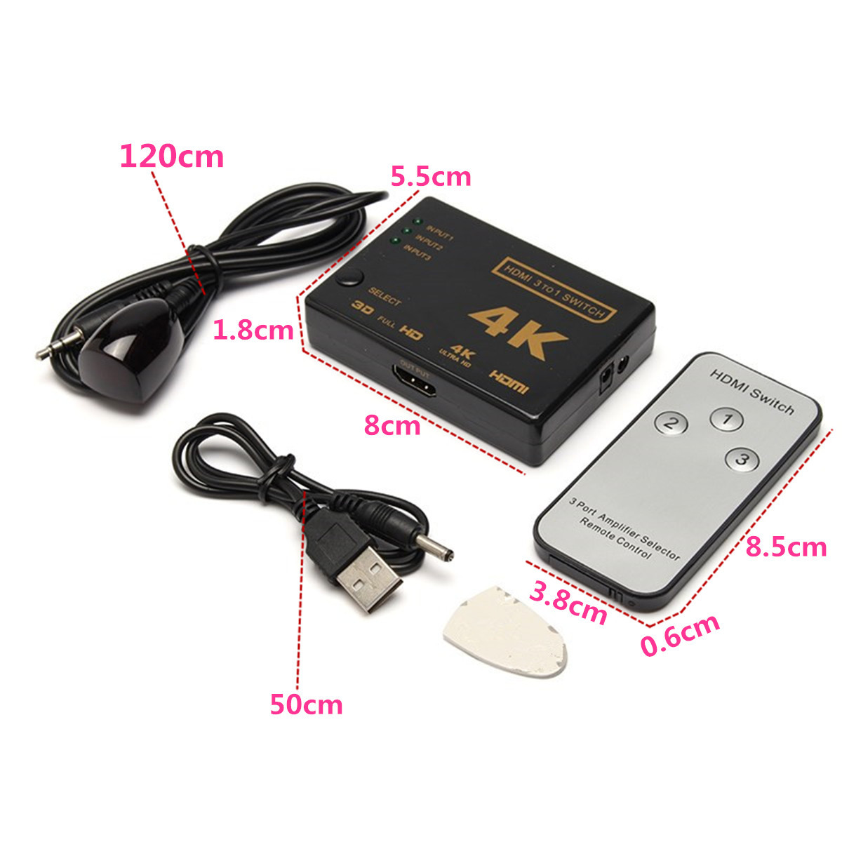 4K 3 in 1out HD Switch Hub Splitter TV Switcher Adapter Ultra HD for HDTV PC 6 4K 3 in 1out HD Switch Hub Splitter TV Switcher Adapter Ultra HD for HDTV PC - Image 6