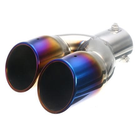 63mm Universal Car Rear Dual Air-Outlet Exhaust Pipe Bluing Tail Muffler Tip 1