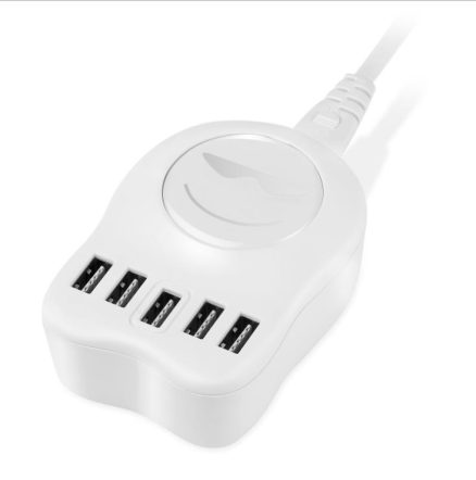 DC 5V Max 3.1A Double-Side Plug-in Design USB Portable Charger Socket 1.5m Cable 5 USB 1