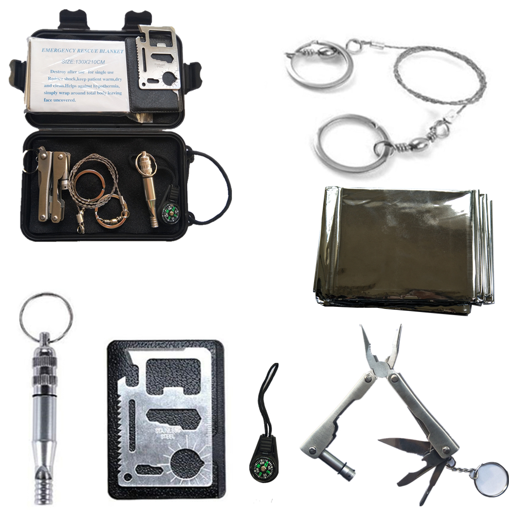 6 In 1 Self-Help Box SOS Equipment Outdoor Hiking Camping Sports Survival Emergency Tools Kit 1