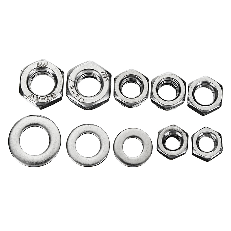 Suleve?„? MXSN2 255pcs Stainless Steel Nylon Lock Nuts Full Nuts Washers Kit M4 M5 M6 2