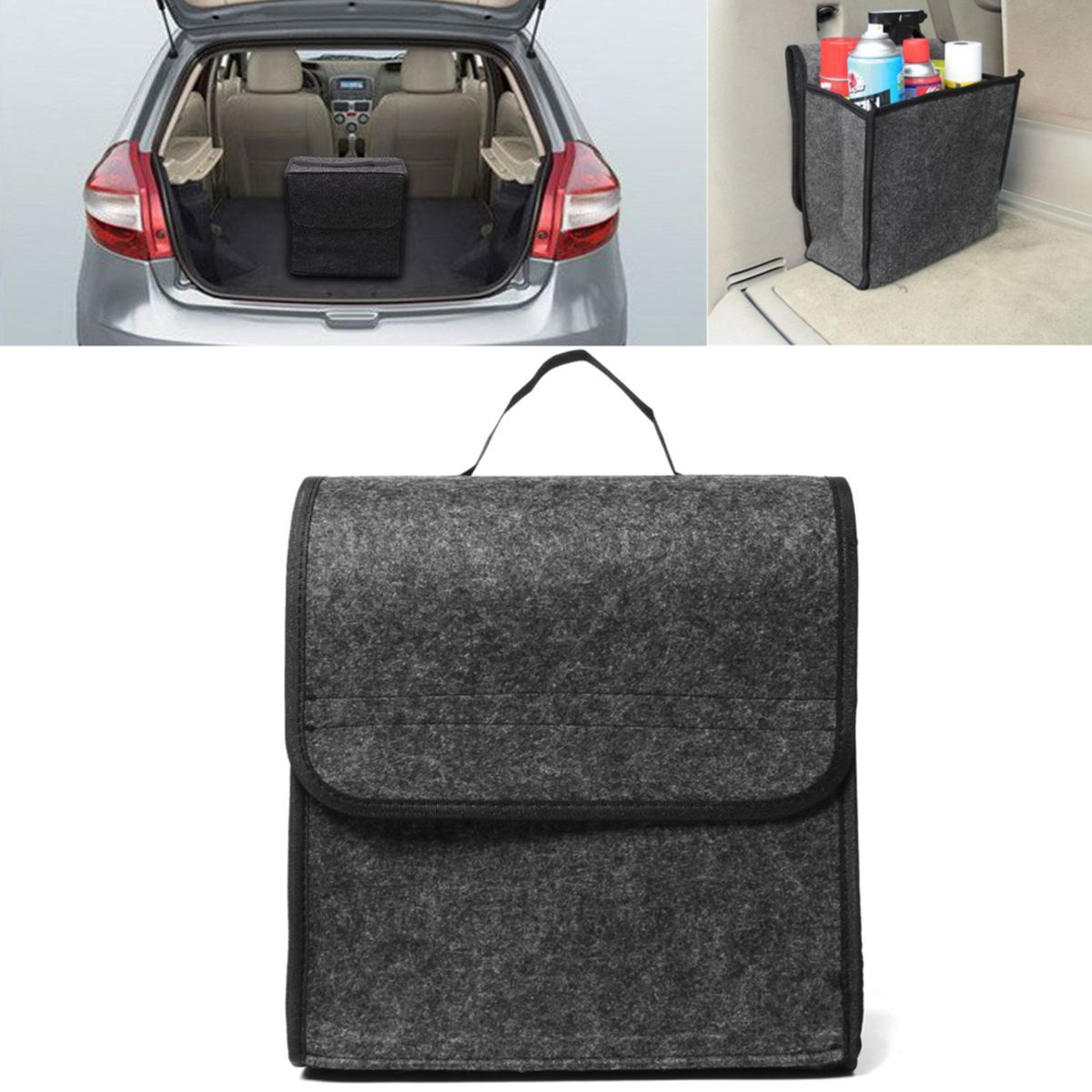 11.8x11.4 x6.3inch Felt Cloth Foldable Car Back Rear Seat Organizer Travel Storage Interior Bag Hold 2