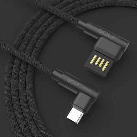 Golf 90 Degree Reversible 2.4A Micro USB Fast Charging Cable 1m For Xiaomi Redmi Note 4X S7 S6 3