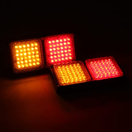 Pair 24V 72LEDs Tail Lights Red Amber Brake Turn Signal Lamps for Trailer Truck Caravan 4