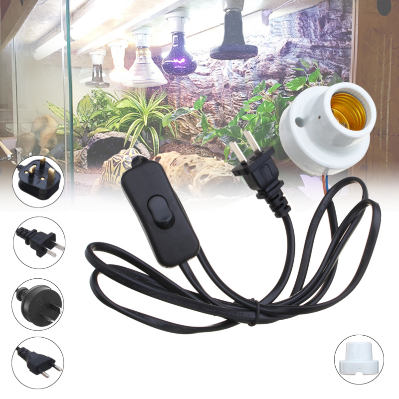 E27 Straight Mouth Reptile Ceramic Heat Lampholder Bulb Adapter with Switch AC110-240V 2