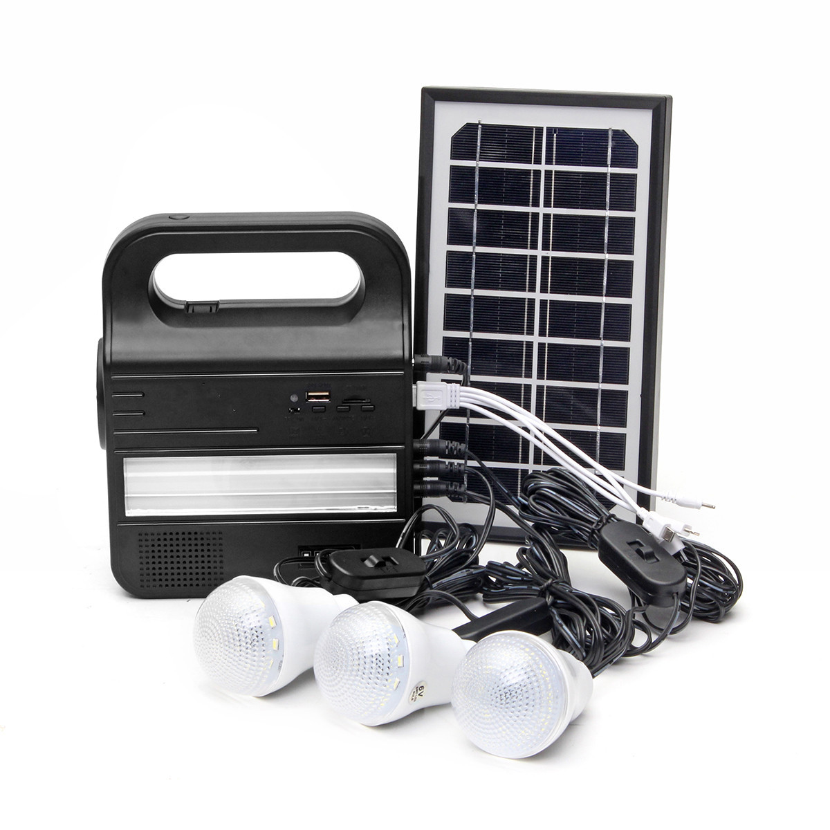 Solar Generator Portable Solar Panel Lighting System USB Charging Lamp MP3/FM Energy Powered Supply 2