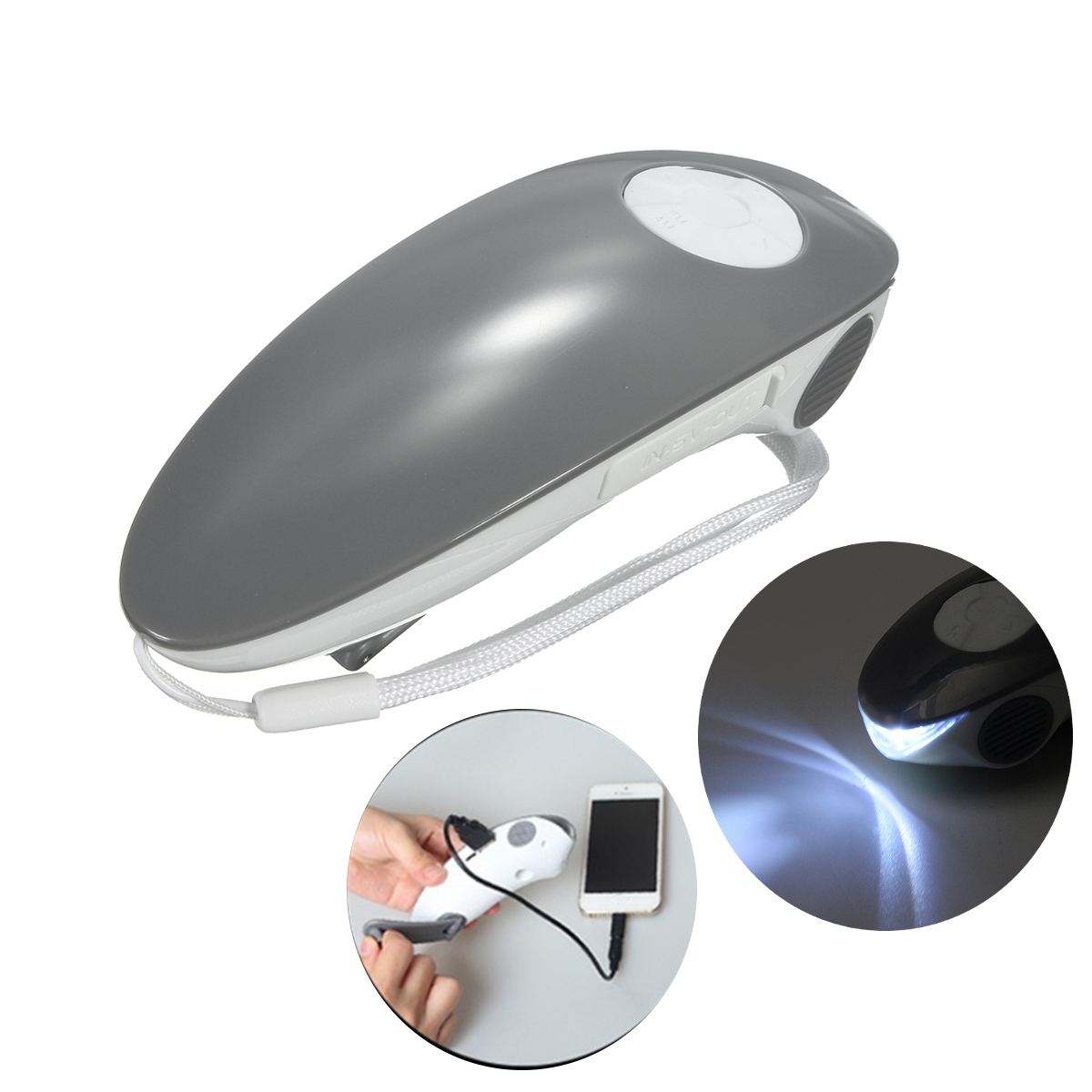 3 in 1 XANES XLN-Dolphin Portable USB Rechargeable Muti-Function LED Hand Crank Emergency Flashlight & FM/AM Radio & Powerbank 1