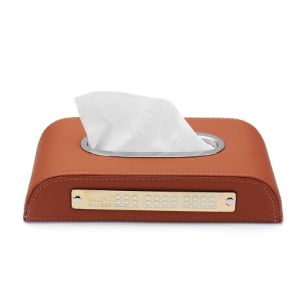 Microfiber Leather Luminous Car Temporary Parking Number Card Tissue Box Paper Holder Case 3