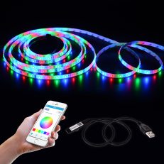 LUSTREON 45CM Max 45W? USB Mini 4Pins LED RGB bluetooth Strip Light APP Controller DC5V