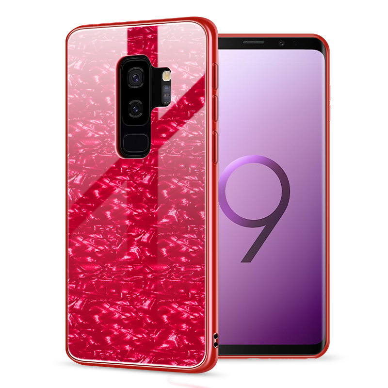 Bakeey Shell Pattern Glossy Glass Soft Edge Protective Case for Samsung Galaxy S9/S9 Plus 2