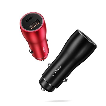 USAMS C6 5.4A PD QC3.0 Type C Fast Car Charger With LED Light For iPhone X S9 Xiaomi Mi8 Oneplus 6 1