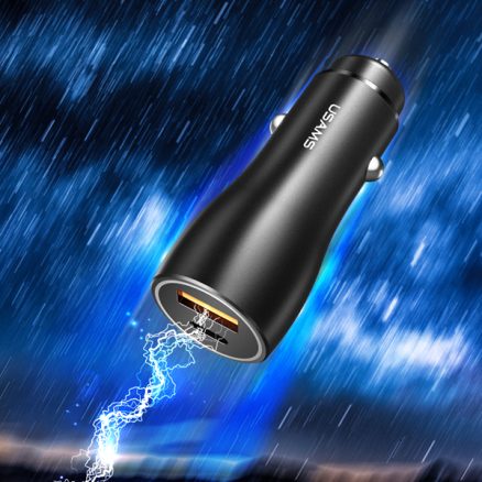 USAMS C6 5.4A PD QC3.0 Type C Fast Car Charger With LED Light For iPhone X S9 Xiaomi Mi8 Oneplus 6 3