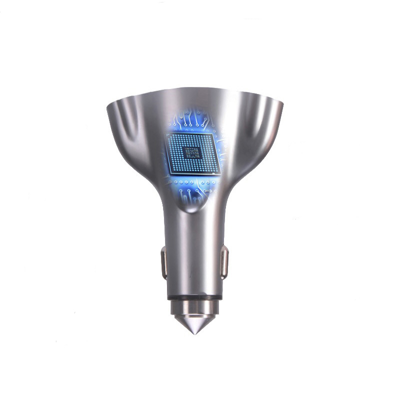 ZQ-L101 Mini Safety Hammer Metal Car Charger Dual USB CSR bluetooth 4.1 Headset with Voltage Monitor 1