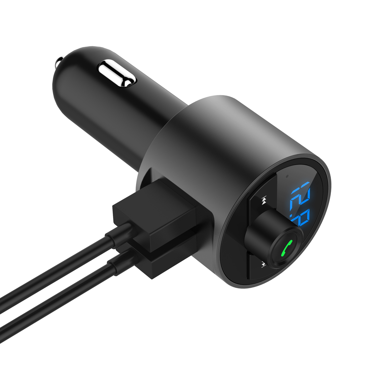 Mini LED Display Dual USB bluetooth Hands-free Smart Quick Wireless 3.6A Car Charger with Microphone 4 Mini LED Display Dual USB bluetooth Hands-free Smart Quick Wireless 3.6A Car Charger with Microphone - Image 4