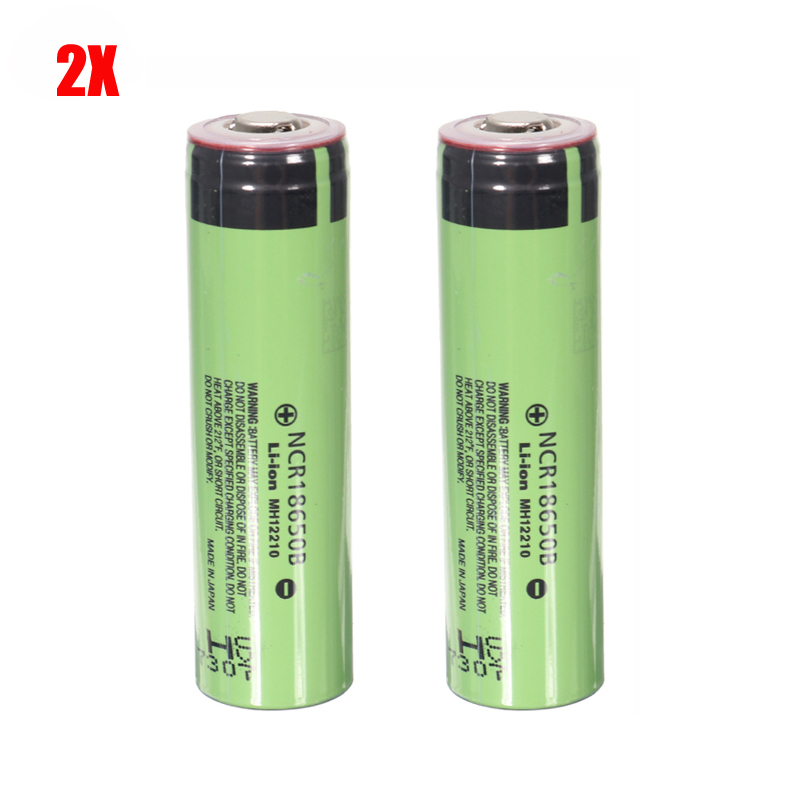 2PCS NCR18650B 3400mAh 3.7V Unprotected Pointed Head Rechargeable Li-ion Battery 2