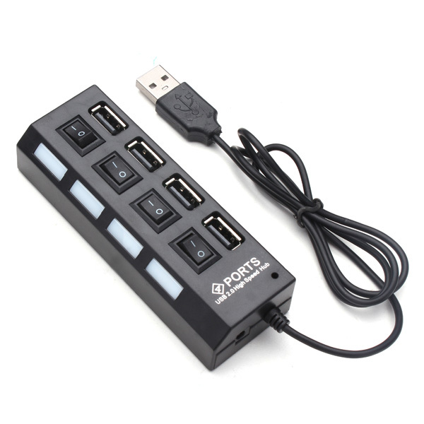 4 Port USB 2.0 Hub High Speed Mini USB Hub Adapter With LED Indicator For Phones 1
