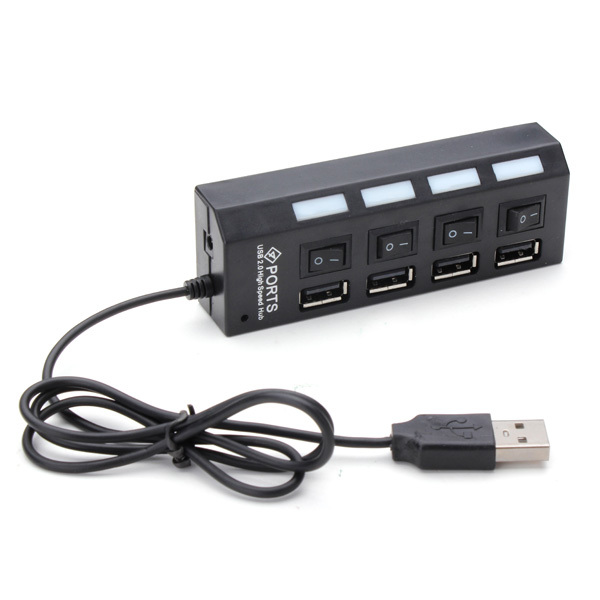 4 Port USB 2.0 Hub High Speed Mini USB Hub Adapter With LED Indicator For Phones 2 4 Port USB 2.0 Hub High Speed Mini USB Hub Adapter With LED Indicator For Phones - Image 2